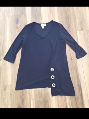 Joseph Ribkoff Navy Blue Polyester Blend Asymmetrical hook and eye Size 12